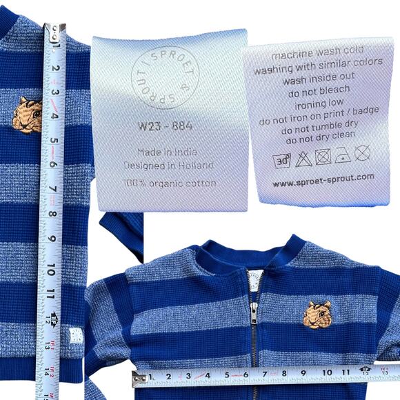 Sproet + Sprout Striped Squirrel Zip-up Sweater Jacket Kids Sz 5Y - Picture 3 of 6